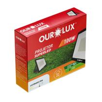 Projetor refletor led slim 100w bivolt preto 6500k ourolux
