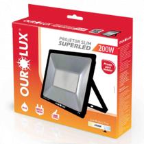 Projetor Refletor Super Led Slim 200w Preto Frio 6500k Ourolux Bivolt Projetor Refletor Super Led Slim 200w Preto Frio 6500k Ourolux Bivolt