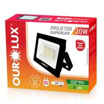 Projetor Refletor Super Led Slim 20w Preto Frio 6500k Ourolux Bivolt