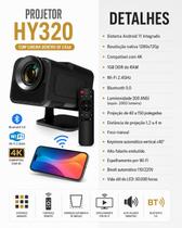 Projetor Smart HY320 Bluetooth 5.0 Wi-Fi HDMI USB Bivolt Projetor Smart HY320 Bluetooth 5.0 Wi-Fi HDMI USB Bivolt