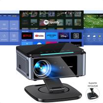 Projetor XIWBSY T07 Pro 3000 ANSI Lumens Android 12 Bluetooth 5.3 Wifi 6 Suporte Giratório 360 Removível USB HDMI