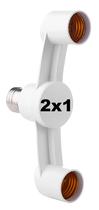 Prolongador Adaptador Extensor Bocal Lâmpada E27 - 2 Lâmpadas - 2x1 - 2 em 1 - Duplo - JLIGHT