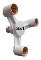 Prolongador Adaptador Extensor Bocal Lâmpada E27 - 3 Lâmpadas - 3x1 - 3 em 1 - Multiplo - Triplo - JLIGHT