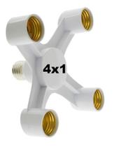 Prolongador Adaptador Extensor Bocal Lâmpada E27 - 4 Lâmpadas - 4x1 - 4 em 1 - Multiplo - Quadruplo