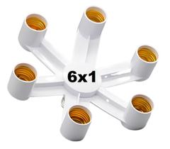 Prolongador Adaptador Extensor Bocal Lâmpada E27 - 6 Lâmpadas - 6x1 - 6 em 1 - Multiplo - JLIGHT