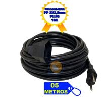 Prolongador Extensão Elétrica 5 Metros 10a Cabo Pp2x2,5mm Plug Bipolar