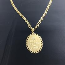 Prom. Colar Elo C/ping. Keep Calm Love Folheado Em Ouro 18k