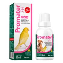 Promater Pet Líquido 30ml Suplemento Vitamina Animais Pássaros Reprodução