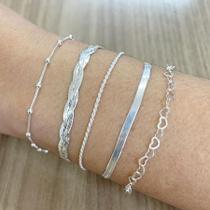 Promoção 5 Pulseira Prata Maciça 925 3 Fios Laminada Bolinha Promoção 5 Pulseira Prata Maciça 925 3 Fios Laminada Bolinha