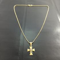 Promoção Colar Folheado Ouro 18k C/ Crucifixo Pedra