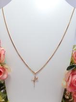 Promoção Colar Veneziana Folheado Ouro 18k C/ Pingente Fé