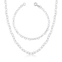 Promoção Conj. Colar E Pulseira Coração Prata Maciça 925