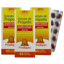 Própolis Marrom - Suplemento Alimentar 45 Cáps sem Álcool Kit com 3 - Prodapys