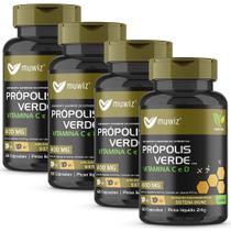 Própolis Verde Vitamina C + D 60 Cápsulas Muwiz 4 Potes