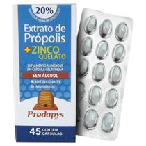 Própolis + Zinco Quelato - Suplemento Alimentar 45 cápsulas sem Álcool - Prodapys