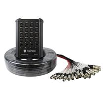 PRORECK Cabo Snake de Circuito de Envio XLR Perfil Baixo de 16 Canais, Cabo Divisor XLR para Ao Vivo, Gravação, Palco, Estúdio, 15 Metros de Comprimento