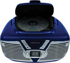 PROSCAN ELITE Retro Boombox - Rádio portátil, leitor de CD/CD-R/CD-RW, rádio AM/FM, entrada AUX, AC ou alimentação por bateria (azul) PROSCAN ELITE Retro Boombox - Rádio portátil, leitor de CD/CD-R/CD-RW, rádio AM/FM, entrada AUX, AC ou alimentação por bateria (azul)