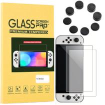 Proteção Pelicula De Vidro Nintendo Switch Oled + 4 Grip Proteção Pelicula De Vidro Nintendo Switch Oled + 4 Grip
