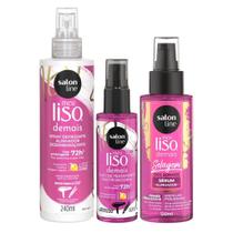 Proteção Total: Spray Defrizante 240ml, Óleo Trat. 60ml e Sérum Selagem dos Sonhos Salon Line