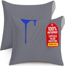 Protector de Almohada Utopia Bedding Paquete de 2 en Gris, Impermeable, 66 cm
