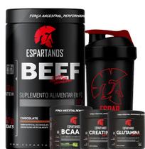 Proteína da carne - Kit Beef Protein + BCAA + Creatina + Glutamina + Shaker