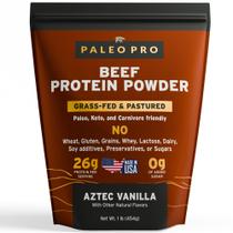 Proteína em pó Paleo Pro Beef 26g de baunilha alimentada com capim por 15 dias