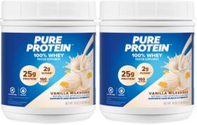 Proteína em pó, proteína pura, soro de leite e baunilha, 453 g, pacote com 2