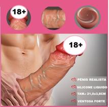 Prótese 21,0 x 3,8cm Feito em silicone liquido com Testículo, Ventosa Prótese 21,0 x 3,8cm Feito em silicone liquido com Testículo, Ventosa