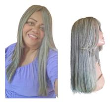 Prótese Capilar Feminina 13x13 Cabelo Humano Natural Platinada Loiro Claríssimo Luzes Platinadas 13x13 Cm