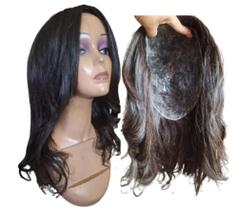 Prótese capilar feminina de cabeça inteira 30x30cm comprim 47cm cabelo humano
