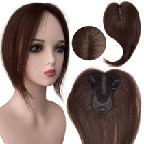 Prótese capilar humana HD Lace topo com tic-tac prendedores