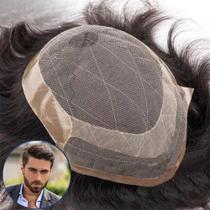 Protese Capilar Masculina Cabelo Humano Base em Tela C/ Silicone - Rass Hair