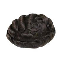 Prótese Capilar Masculina De Cabelo Humano Liso Com Base Fina De Seda E PU 10x8