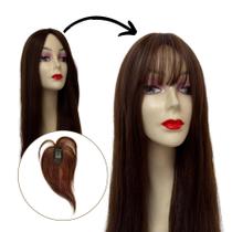 Prótese Capilar Topo Franja Cabelo Humano Liso 25cm