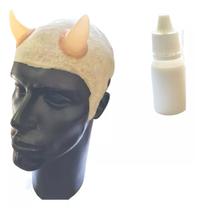 Prótese careca de látex com chifres + látex 10ml- Fantasia Prótese careca de látex com chifres + látex 10ml- Fantasia