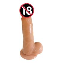 Prótese Consolo com Ventosa e Escroto 18 cm x 4,3 cm Bege Prótese Consolo com Ventosa e Escroto 18 cm x 4,3 cm Bege