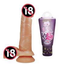 Protese de Borracha Com Escroto e Veias 16 X 3,5cm Natural e Gel Lubrificante 15g