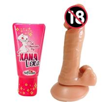 Prótese de Borracha Ponto G Com Escroto e Veias 12,9 X 2,5cm e Gel lubrificante 15g