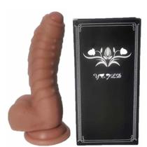 Prótese em Silicone Liquido Com Escroto e ventosa 18 x 4cm