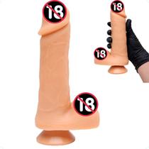 Prótese Penis de Borracha Realístico Grande Grosso com Ventosa e Escroto 18x4cm - Sexy Import