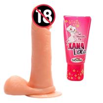 Prótese Ponto G com Escroto Ventosa e Veias Salientes 18cm x 4cm + Gel Lubrificante Íntimo