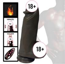 Prótese Preta 22x6cm Recarregável: Possui Modos de Vibração, sobe e desce, Aquecimento