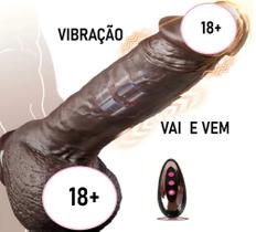 Prótese Preta Recarregável C/ Ventosa , Modos Movimentos Vai e Vem e vibração 22CmX4cm