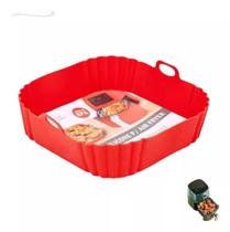 Protetor Air Fryer Silicone Reutilizável Forma Fritadeira Antiaderente Quadrado Forno 21cm Proteção