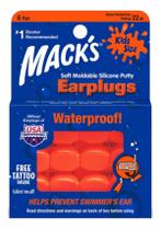 Protetor Auricular Macks Kids Size Soft Moldable Silicone Putty Earplugs Waterproof Laranja 22dB Silicone 6 Pares Com Case Natação Criança Esporte