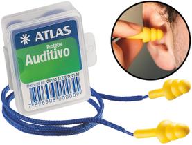 Protetor Auricular Ouvidos Tipo Plug Abafador Plástico Com Cordão Em Tecido Redução De Ruídos Atlas