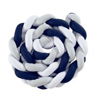 Protetor Berço Trança 4 lados Azul Marinho/Cinza/Branco 1 Pç