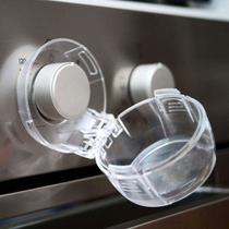 Protetor Botão de Fogão á Gás Tampa CookTop Forno Cozinha Trava de Segurança Transparente Proteção Criança Bebês Acessório Resistente Durável