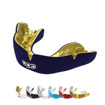 Protetor bucal OPRO Instant, ajuste personalizado para jovens, azul escuro/dourado