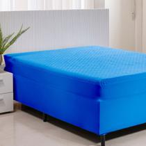 Protetor Capa De Colchão Impermeável Para Box Conjugado Casal Azul royal
